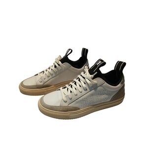 P448‎ John White Suede Perforated Leather Sneakers Men Size 42